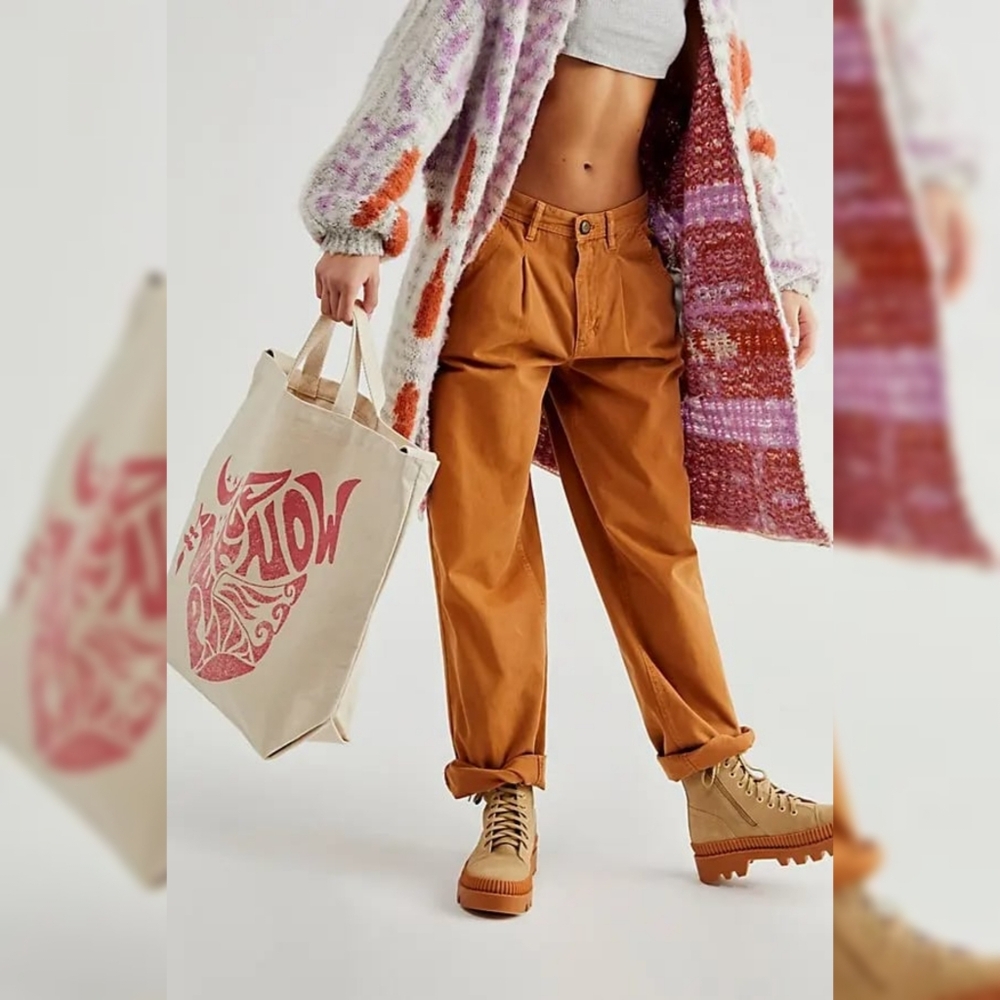 Free People Going Places Peace Now Graphic Tote Pink Peace